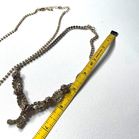 Vintage Rhinestone Statement Necklaces Set Of 2 With Gold-Tone Chains & Intricat - Picture 9 of 14